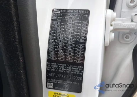 2018 Jaguar E-Pace R-Dynamic S/S z USA, uszkodzony, nr VIN SADFJ2FX9J1Z32320